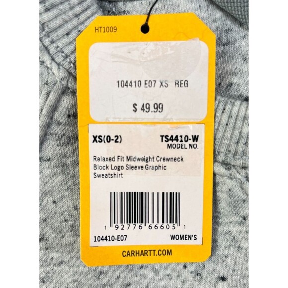 NEW Carhartt Sweatshirt Pullover Women's XS Gray Relaxed Fit Mid-Weight 104410 - Picture 6 of 11